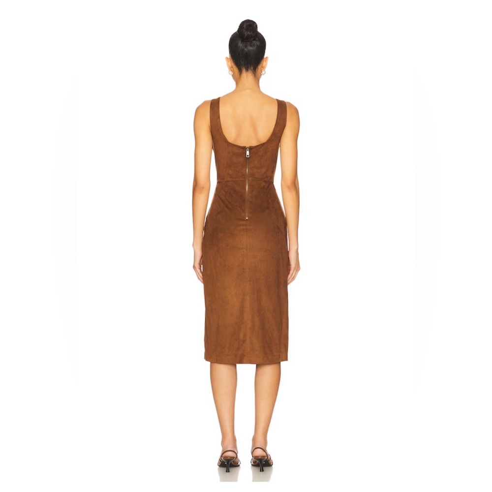 NWT Steve Madden Milo Sleeveless Gathered Midi Dress | Chicory Brown Size 4 - Picture 3 of 10
